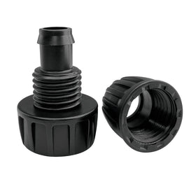 ALKARMA barbed locking drip connector keeps tubing secure during irrigation.