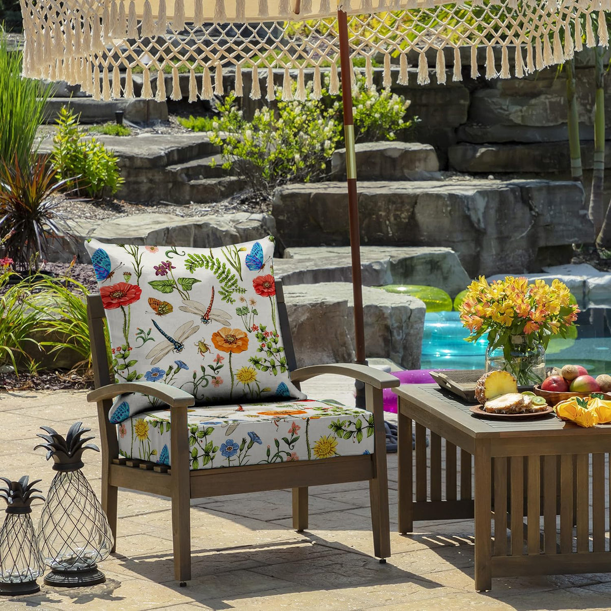 All Smiles back cushion 24x20 for garden seating with removable cover.