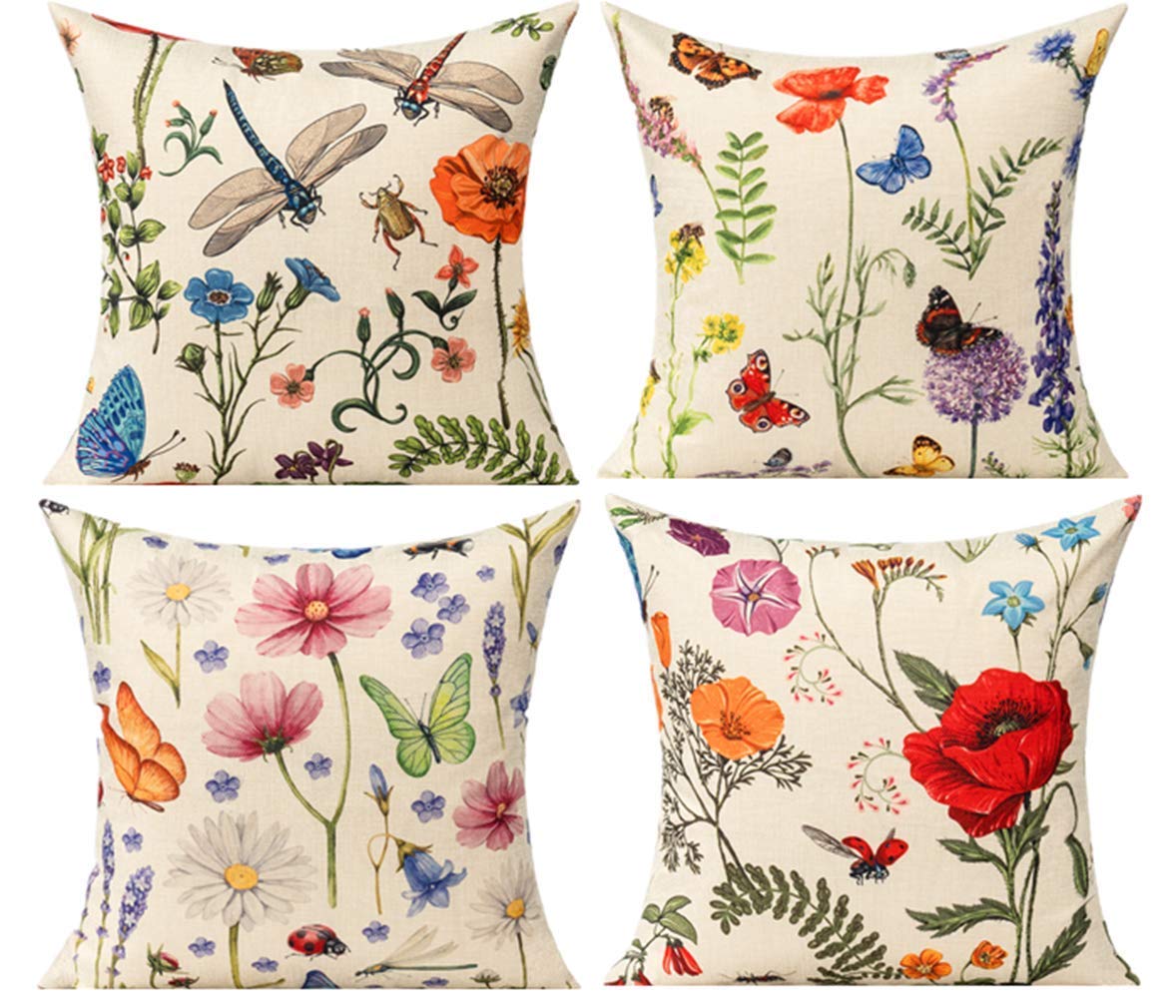 All Smiles butterfly dragonfly floral pillow cover for outdoor seating and easy cleaning.