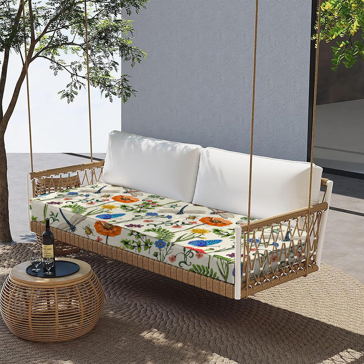 All Smiles deck-side cushion fits chairs, lounges, and benches outdoors.