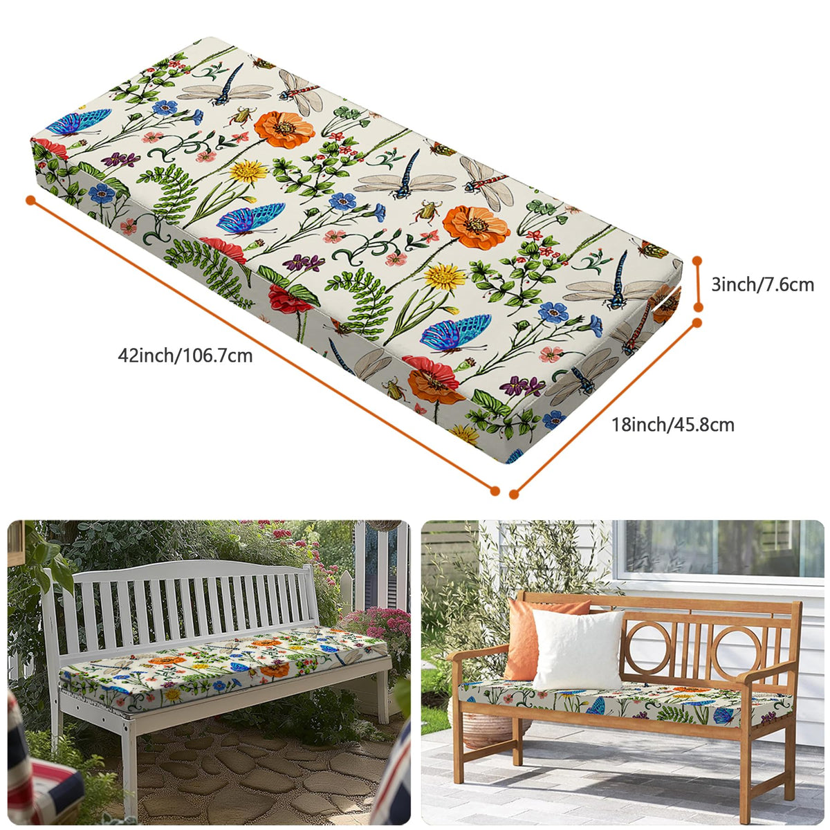 All Smiles waterproof cover bench cushion keeps foam dry during rain.