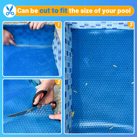 Allaren 9x18 blue bubble cover with easy-cut design for custom pool fit
