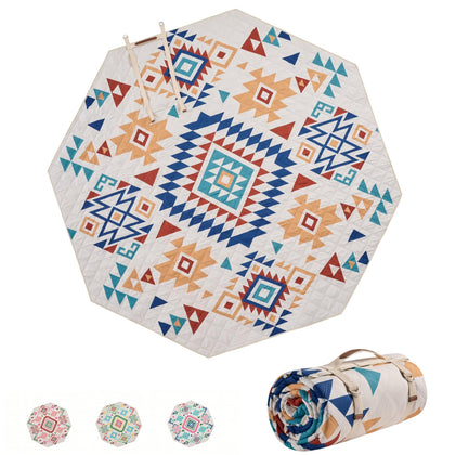 ALLBFENG 87x87 inch octagon picnic blanket laid out for family picnic