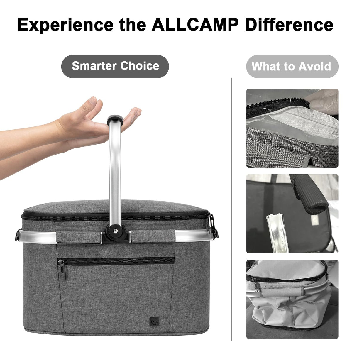 ALLCAMP insulated cooler bag rugged frame supports heavy outdoor use