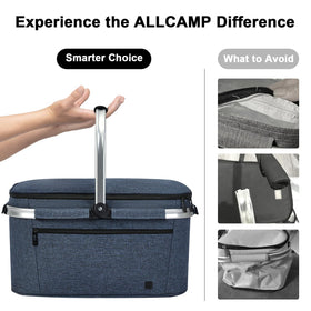 ALLCAMP Picnic Basket 32L capacity holds up to 40 cans or 20 bottles