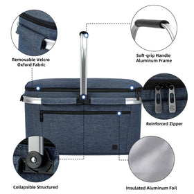 ALLCAMP Picnic Basket folded flat for compact storage after use
