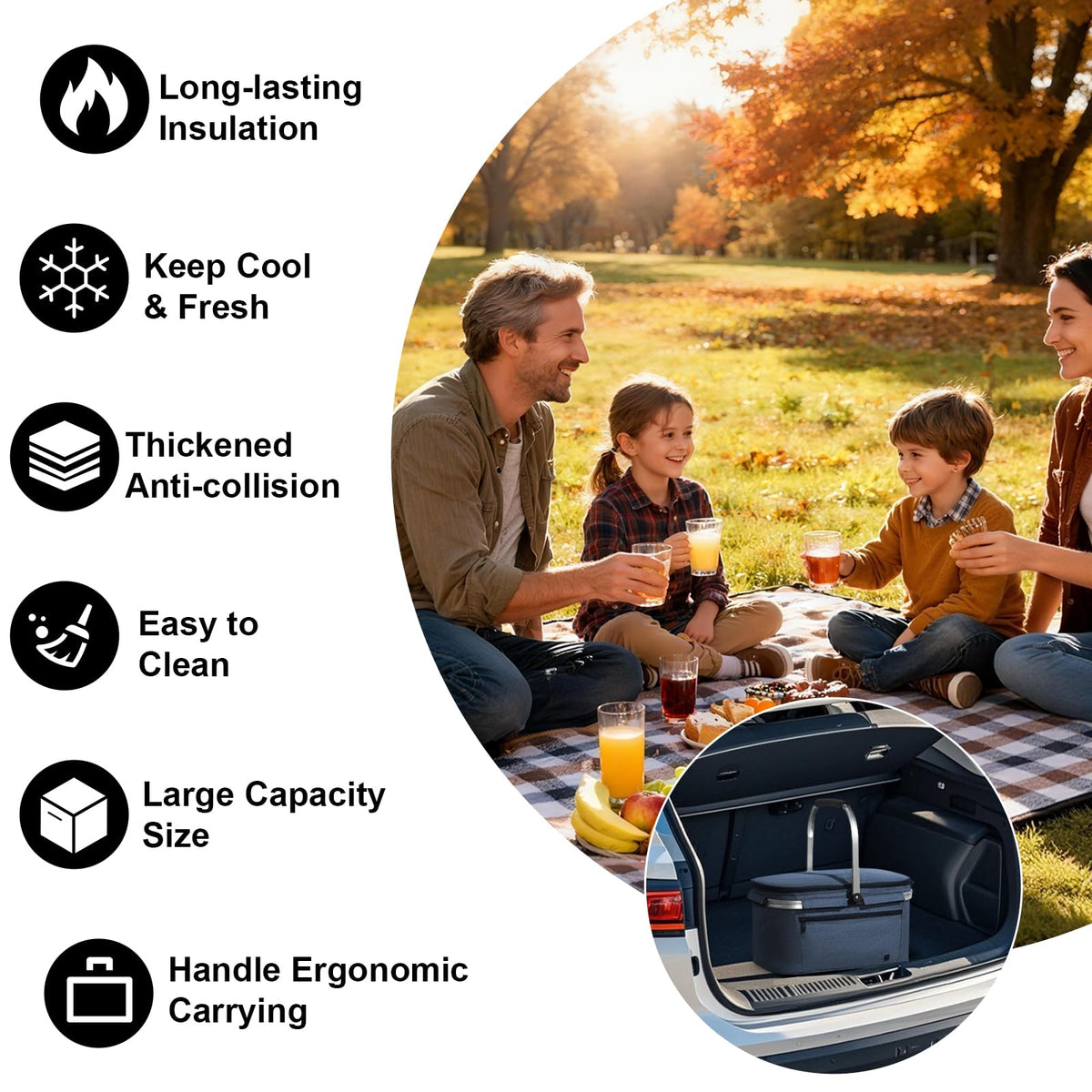 ALLCAMP Picnic Basket in park or beach use for organized day trips