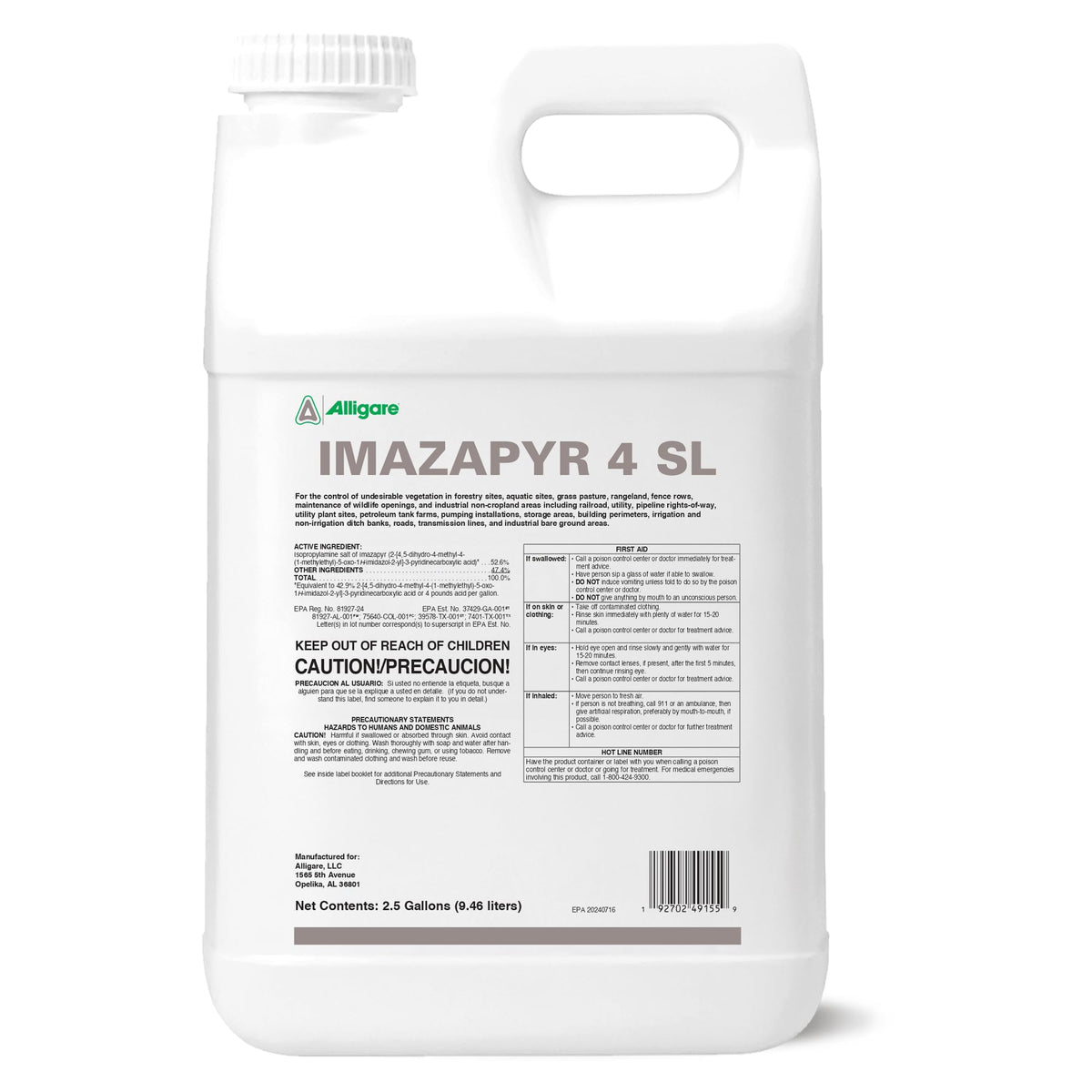 ALLIGARE Imazapyr 4 SL bottle pour for precise field application