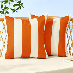 Allorry outdoor pillow cover orange striped 18x18, ideal for patio cushions.