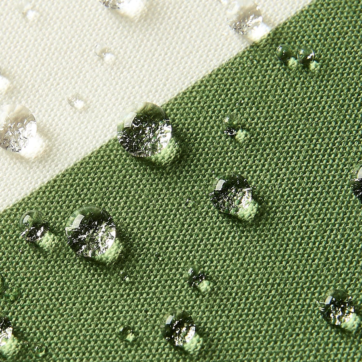 Allorry waterproof coating closeup on fabric, helps block rain droplets for outdoors.