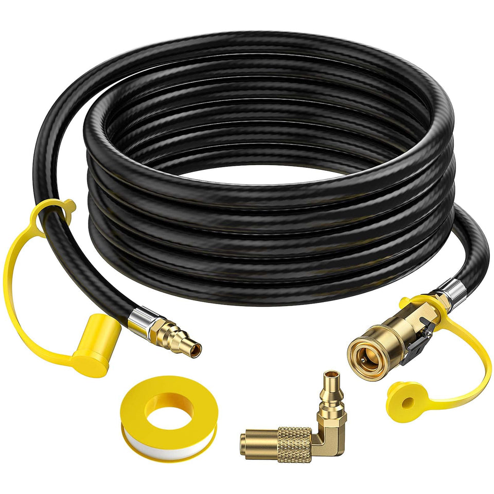 Alloxity 12ft RV propane hose for steady gas flow during outdoor grilling.