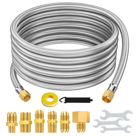 Alloxity 20ft propane hose extension with stainless braid for durable outdoor heating and grilling