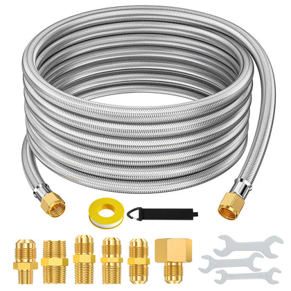 Alloxity 20ft propane hose extension with stainless braid for durable outdoor heating and grilling