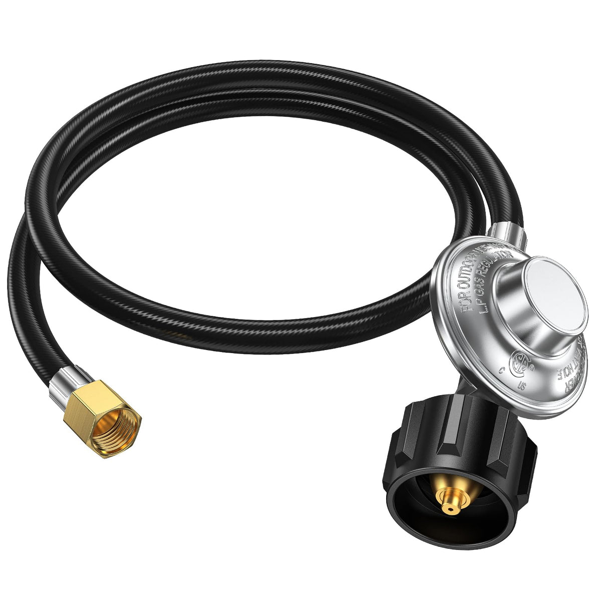 Alloxity 4ft propane regulator with hose for outdoor grilling, stable flame potential.