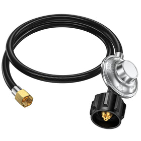 Alloxity 4ft propane regulator with hose for outdoor grilling, stable flame potential.