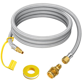 Alloxity 7ft propane hose quick disconnect visual for safe RV-to-grill connections.