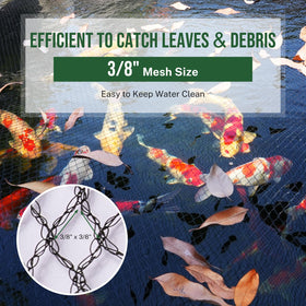 Alloxity durable HDPE pond netting withstands sun and weather for seasons.
