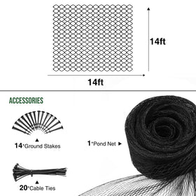 Alloxity pond netting cover packaging includes netting, pegs, and zip ties.