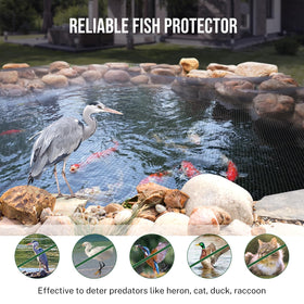 Alloxity pond netting cover acts as a predator barrier to protect koi.