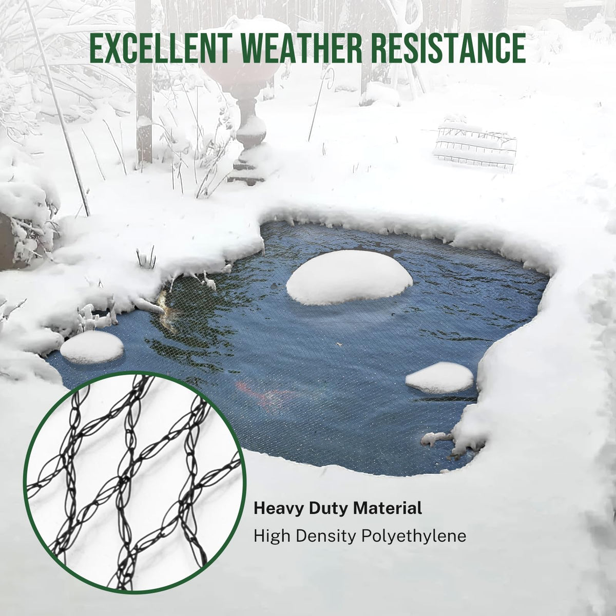 Alloxity pond netting cover rolls up for easy storage after use.