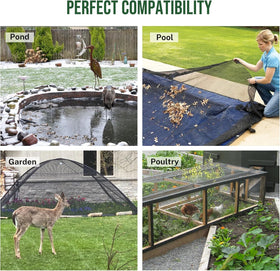 Alloxity pond netting includes stakes for quick anchoring and secure setup.