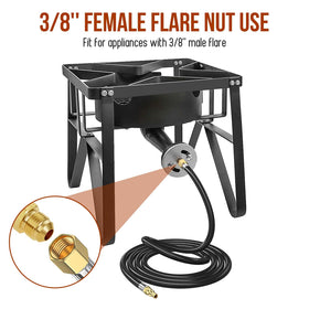 Alloxity RV propane hose in use for outdoor camping setup