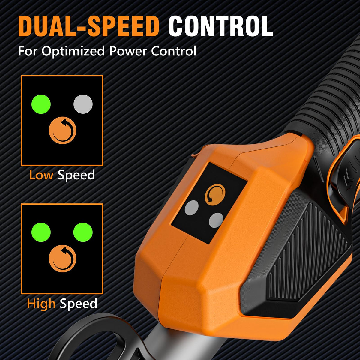 Alloyman trimmer with safety lock for secure startup and operation.