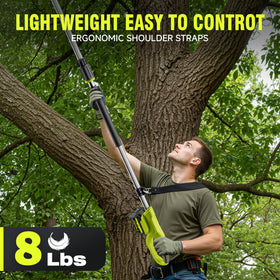 Alloyman pole saw weighs 8 lbs for comfortable handling.