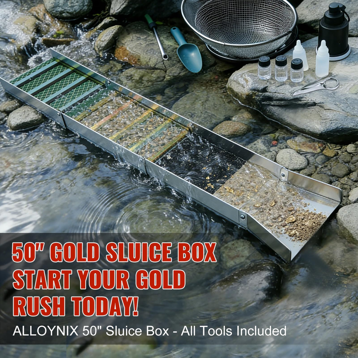 ALLOYNIX miners moss and angled riffles maximize gold capture.
