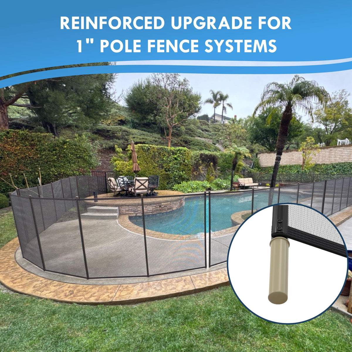 ALLSAFE cap sleeve aligns and secures the pole
