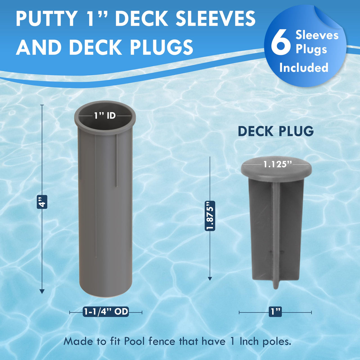 ALLSAFE deck plug Putty 6-pack ready to seal holes for a clean pool edge.