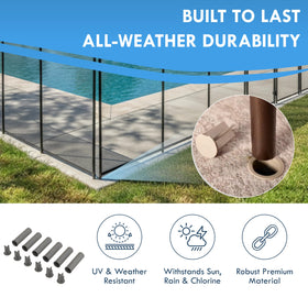 ALLSAFE pool fence deck sleeve Tan 6-pack on fence.