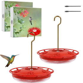 ALLSLOTX hummingbird feeder with 5 ports and 16 oz capacity for multiple birds.