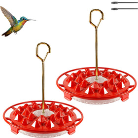 allslotx hummingbird feeders outdoors 2-pack hanging from a tree, inviting multiple birds