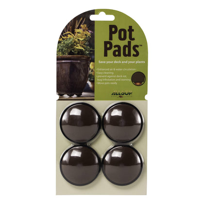 Allsop pot pads protect decks with cocoa color and non-skid stability for heavy planters