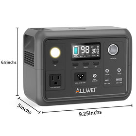 ALLWEI 300W compact dimensions fit small spaces in packs or vehicles