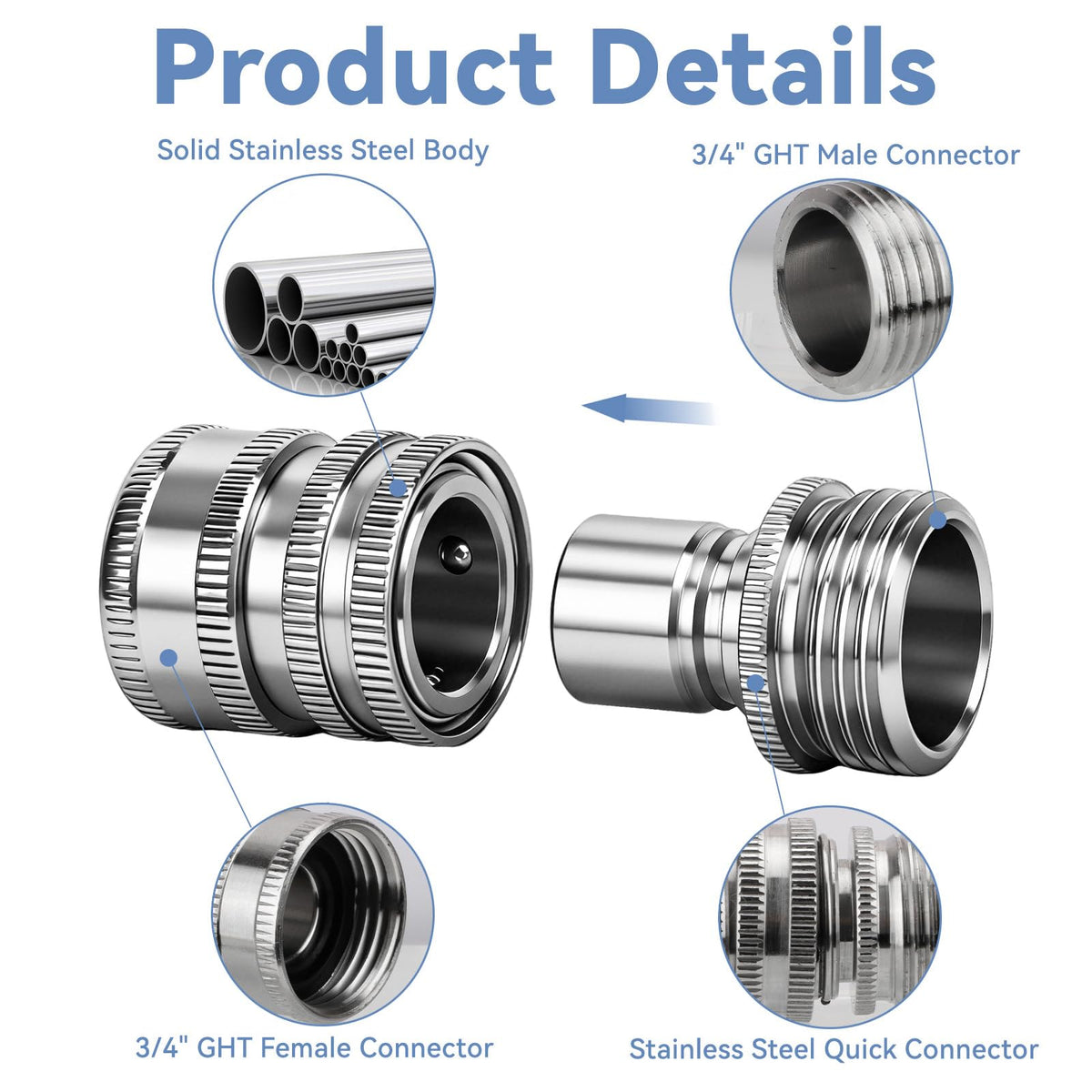 Almighty Tools garden hose adapter complete set showcases versatile coupling options for hoses and sprinklers.