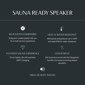 Almost Heaven heat-resistant sauna speaker withstands high temps during sessions.