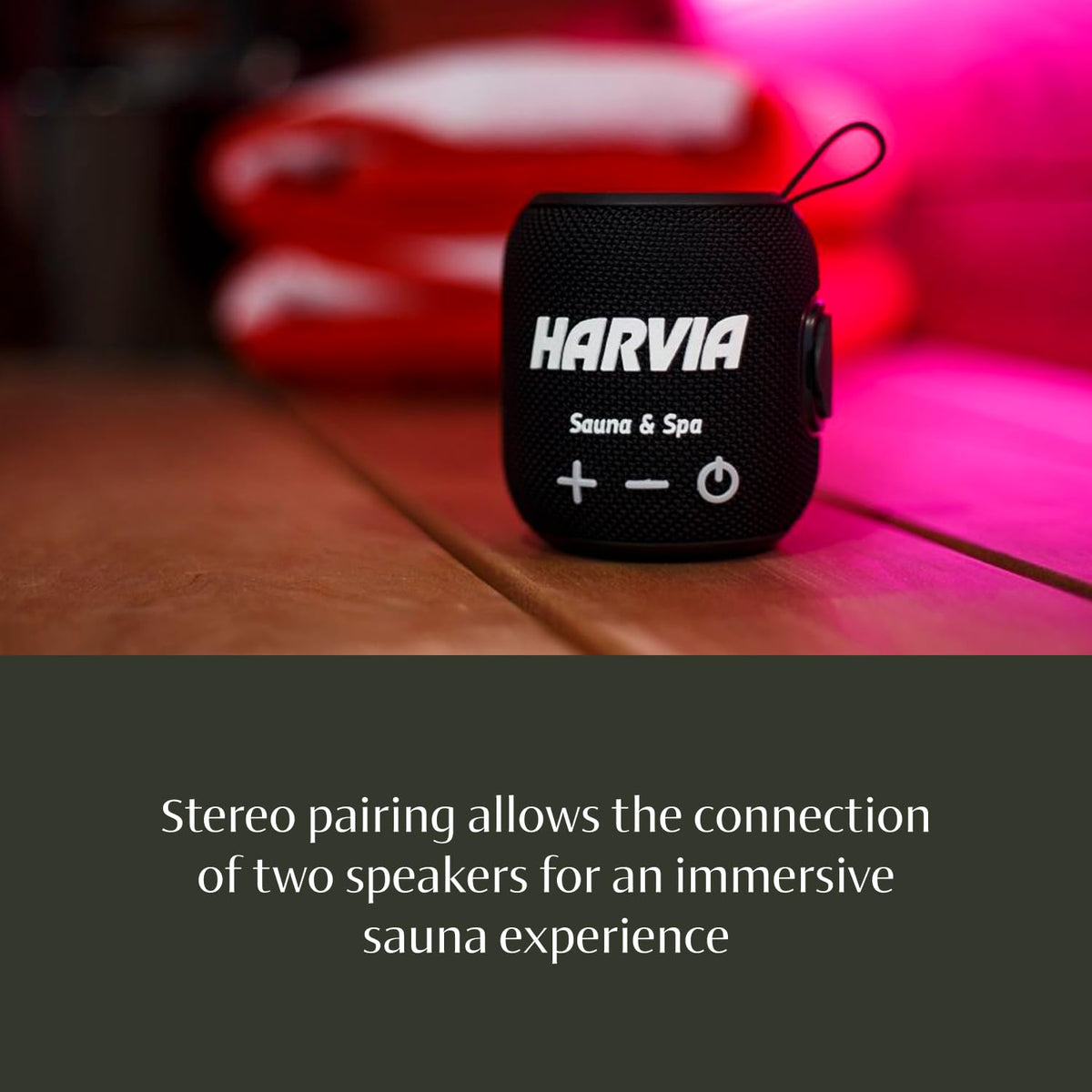 Almost Heaven USB-C charging keeps your sauna speaker ready.