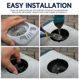 Alocs Dolphin impeller installation step shows simple swap process.