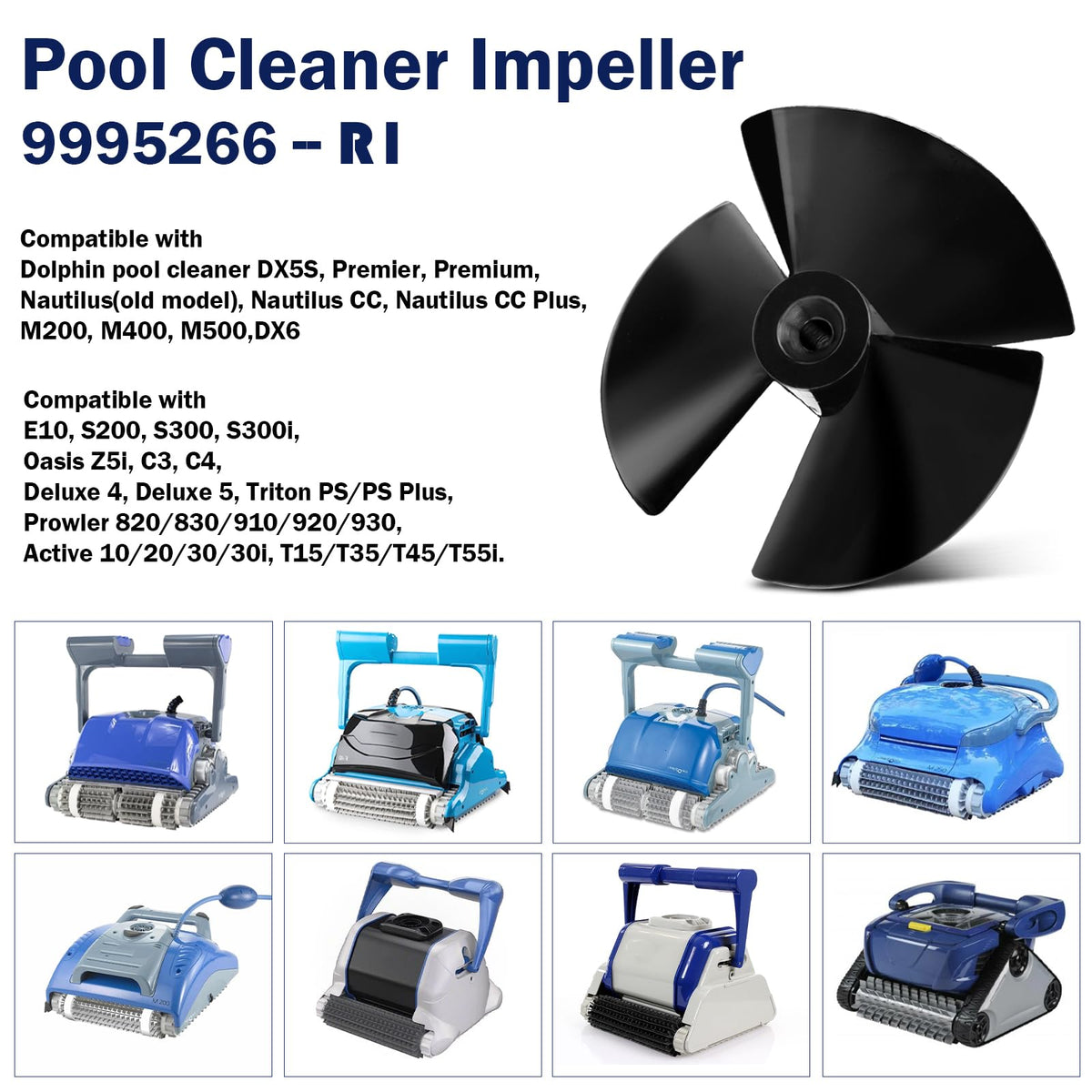 Alocs Dolphin impeller side view highlights sturdy polyamide construction.