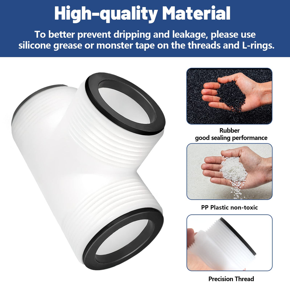 Alocs tee joint threads easily onto hoses for quick, secure assembly.