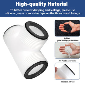 Alocs tee joint threads easily onto hoses for quick, secure assembly.