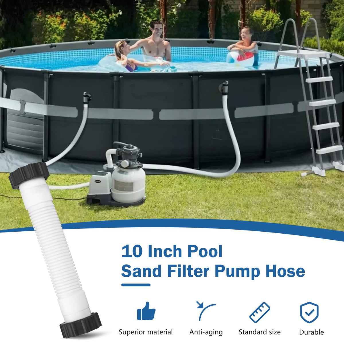Alocs flexible pool hose bends easily to fit tight layouts