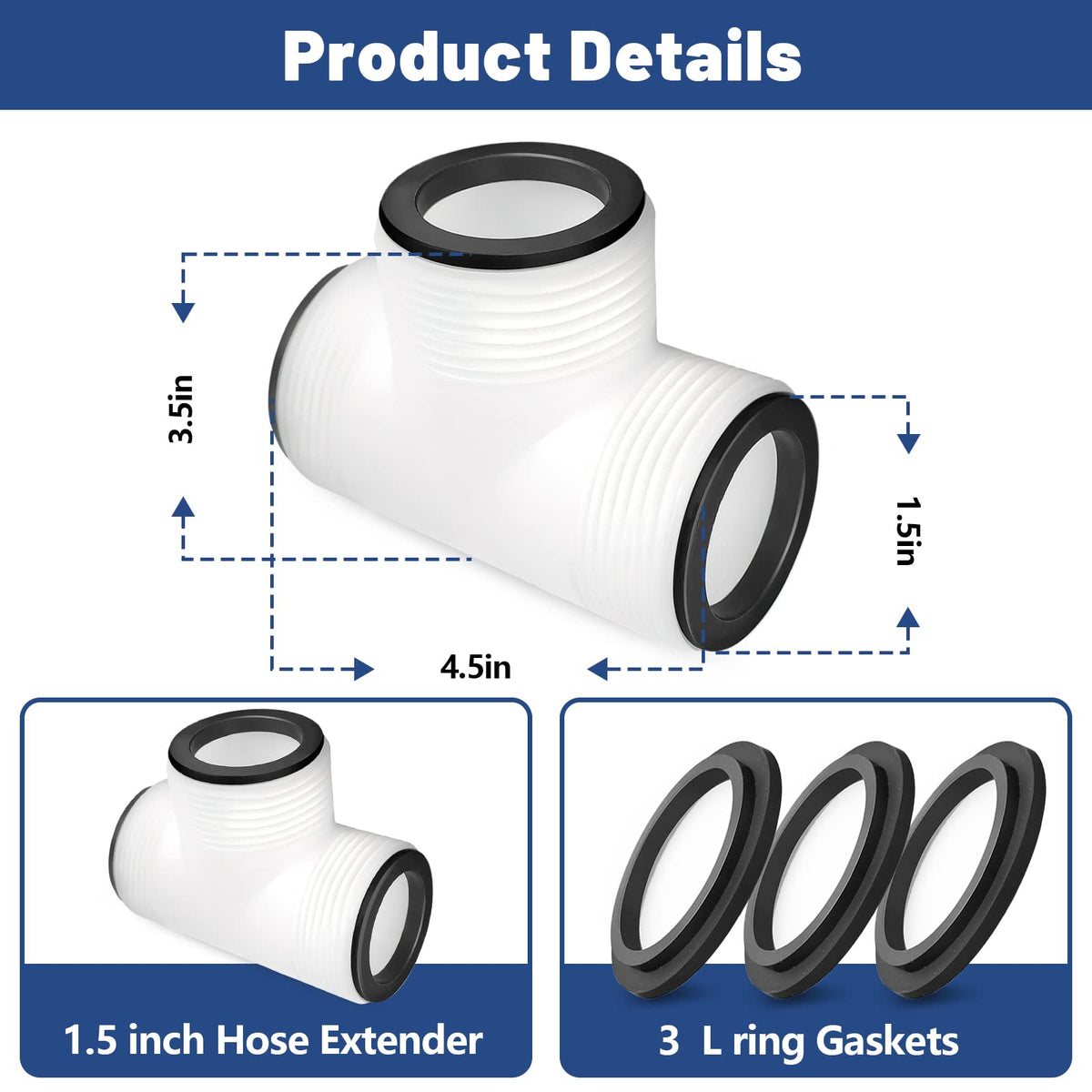 Alocs adapter compatible with Intex and Coleman pool hoses.