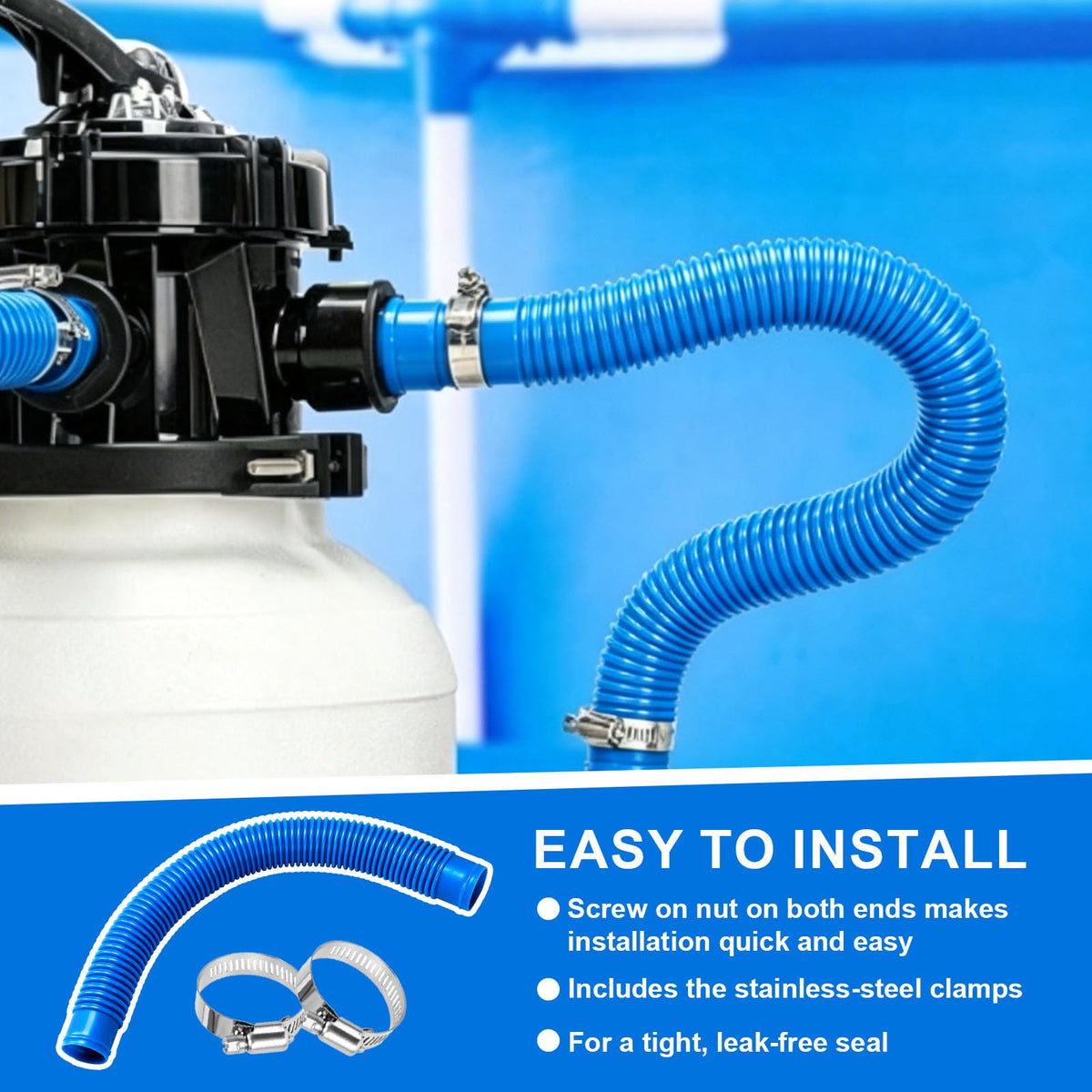 Alocs hose with pre-attached nuts for easy installation.