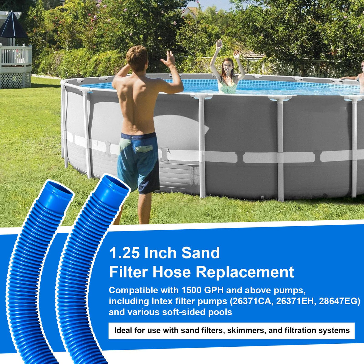 Alocs UV-resistant, durable pool hose for chlorine exposure.