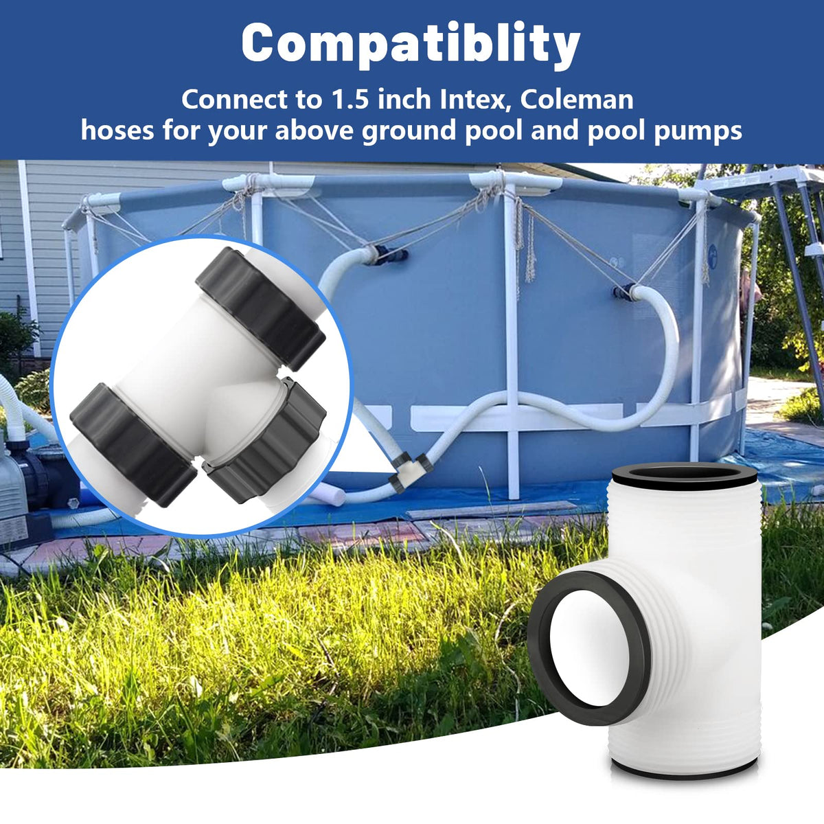 Alocs three-ring gasket set helps create leak-free pool hose connections.