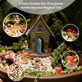 ALOVAK Fairy Garden Kit includes fairy and dog figurines for charming scenes.
