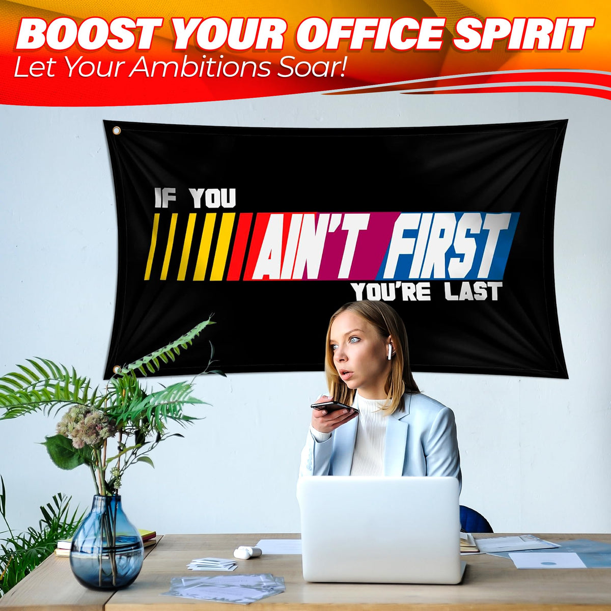 ALPENKOK race flag décor for office or workout room.